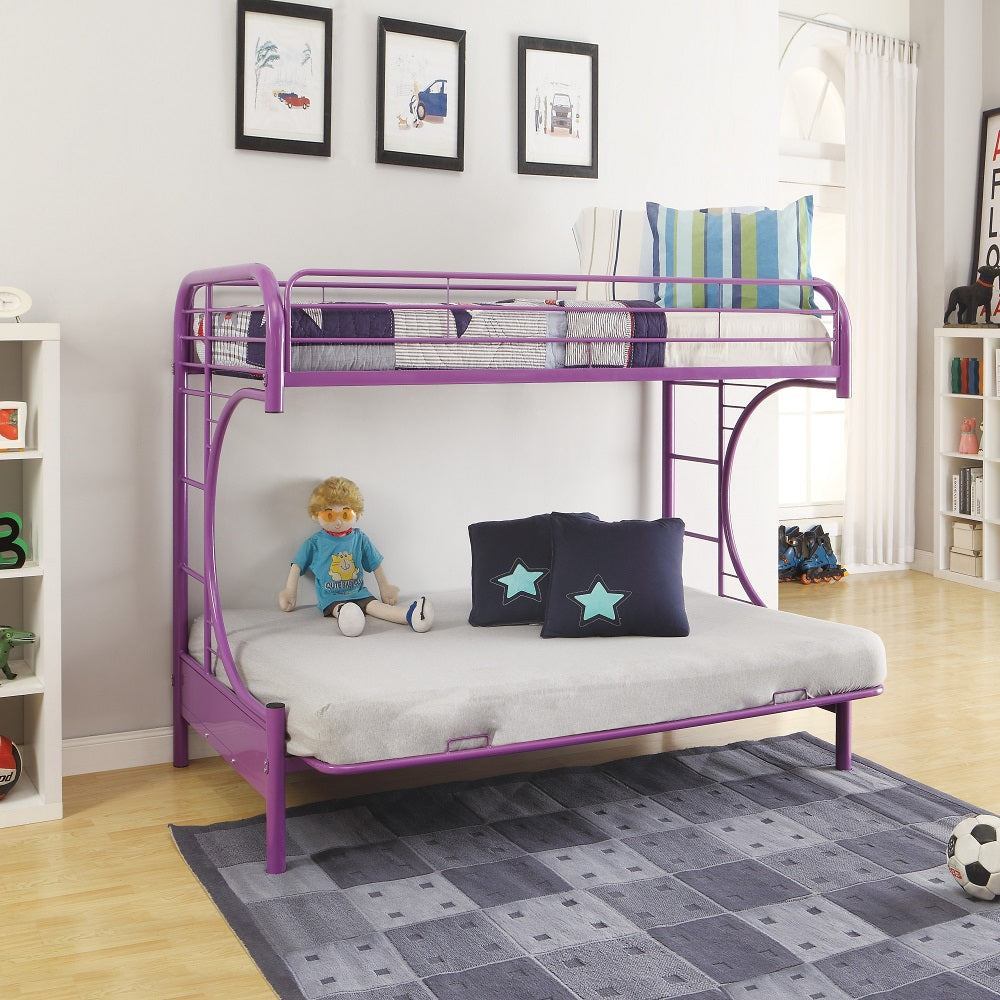 Eclipse Twin/Full BUNK BED with adjustable Futon Bed, Available in 5 colors