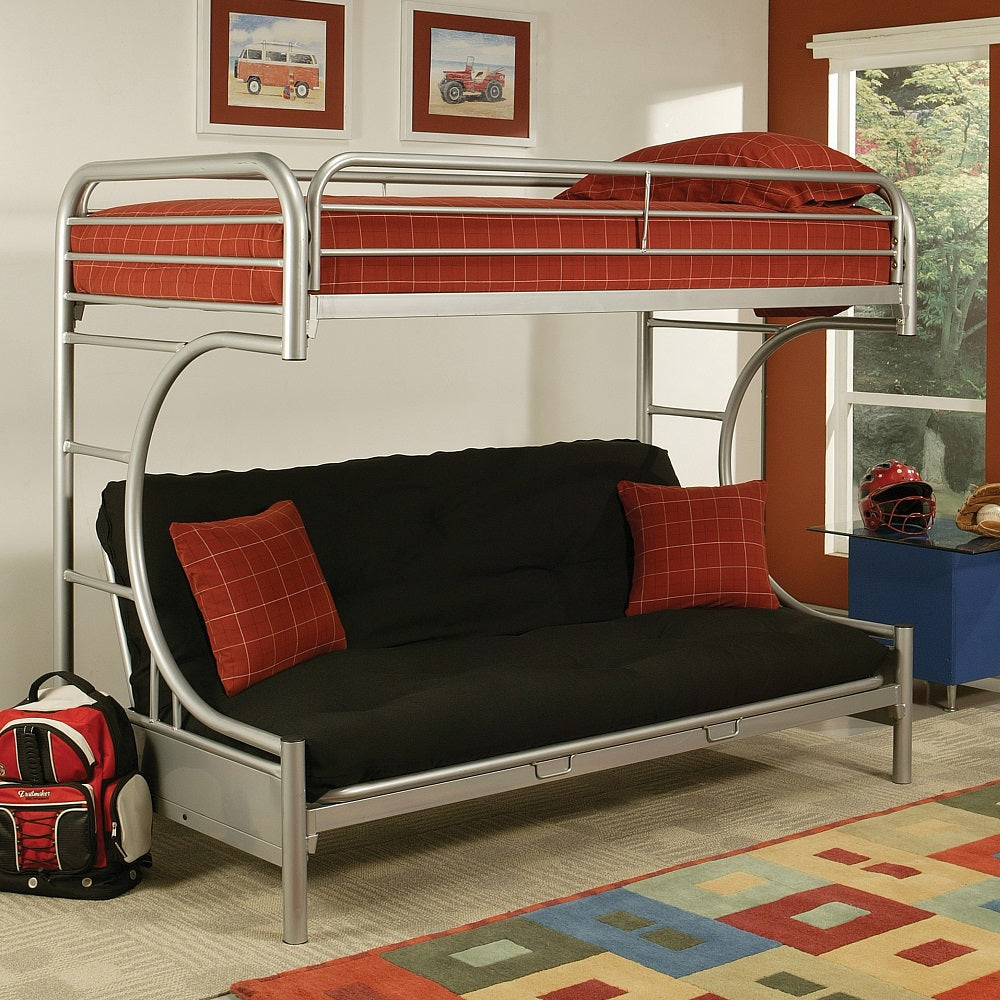 Eclipse Twin/Full BUNK BED with adjustable Futon Bed, Available in 5 colors