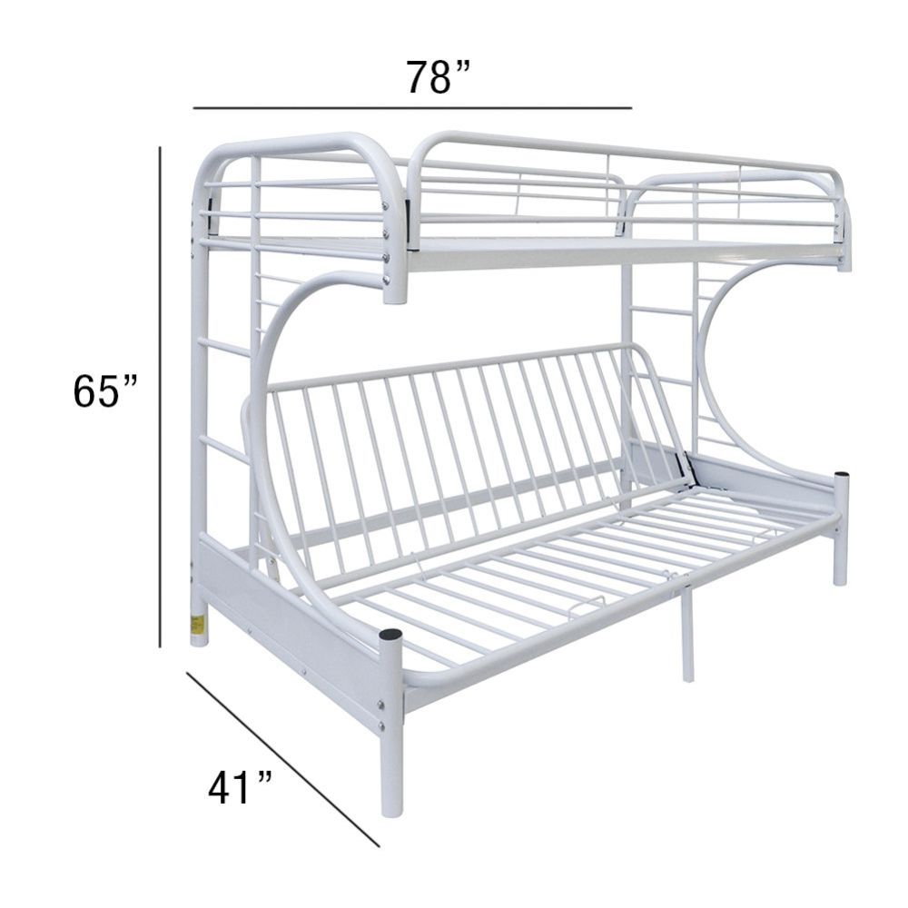 Eclipse Twin/Full BUNK BED with adjustable Futon Bed, Available in 5 colors