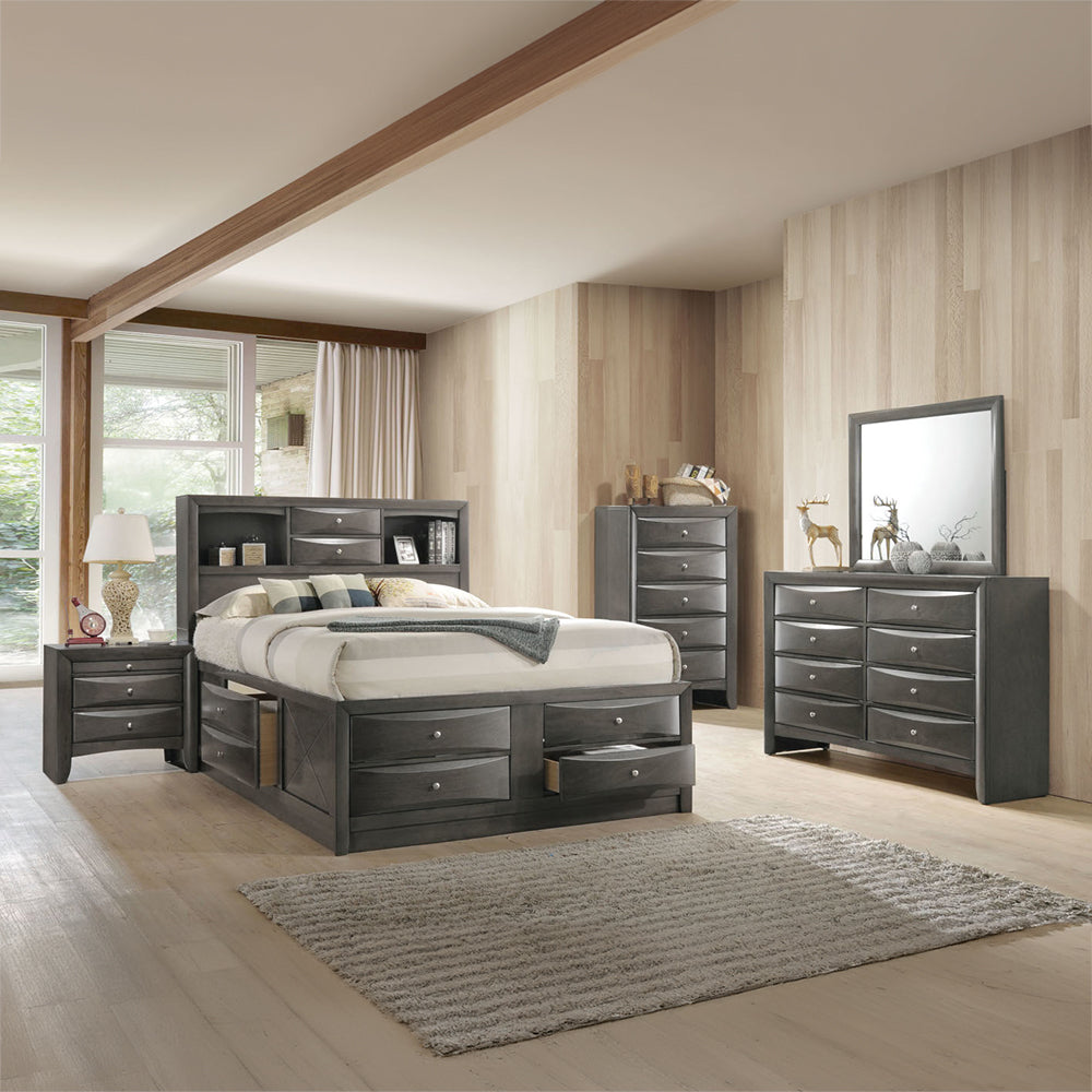 Ireland Bedroom Set, Storage Bed with Bookcase Headboard, Available in 4 colors