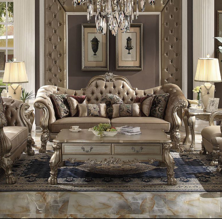 Dresden Living Room Sofa Set, Upholstered in Leatherette and Fabric, Available in 3 colors