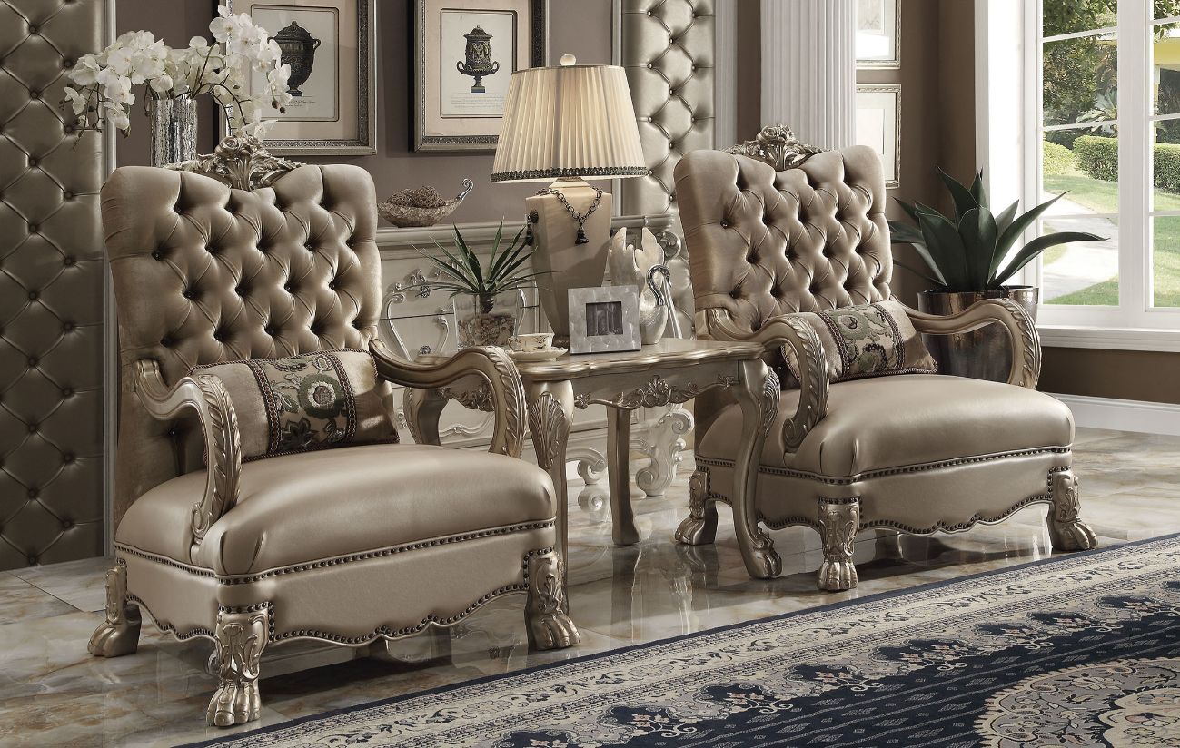 Dresden Living Room Sofa Set, Upholstered in Leatherette and Fabric, Available in 3 colors