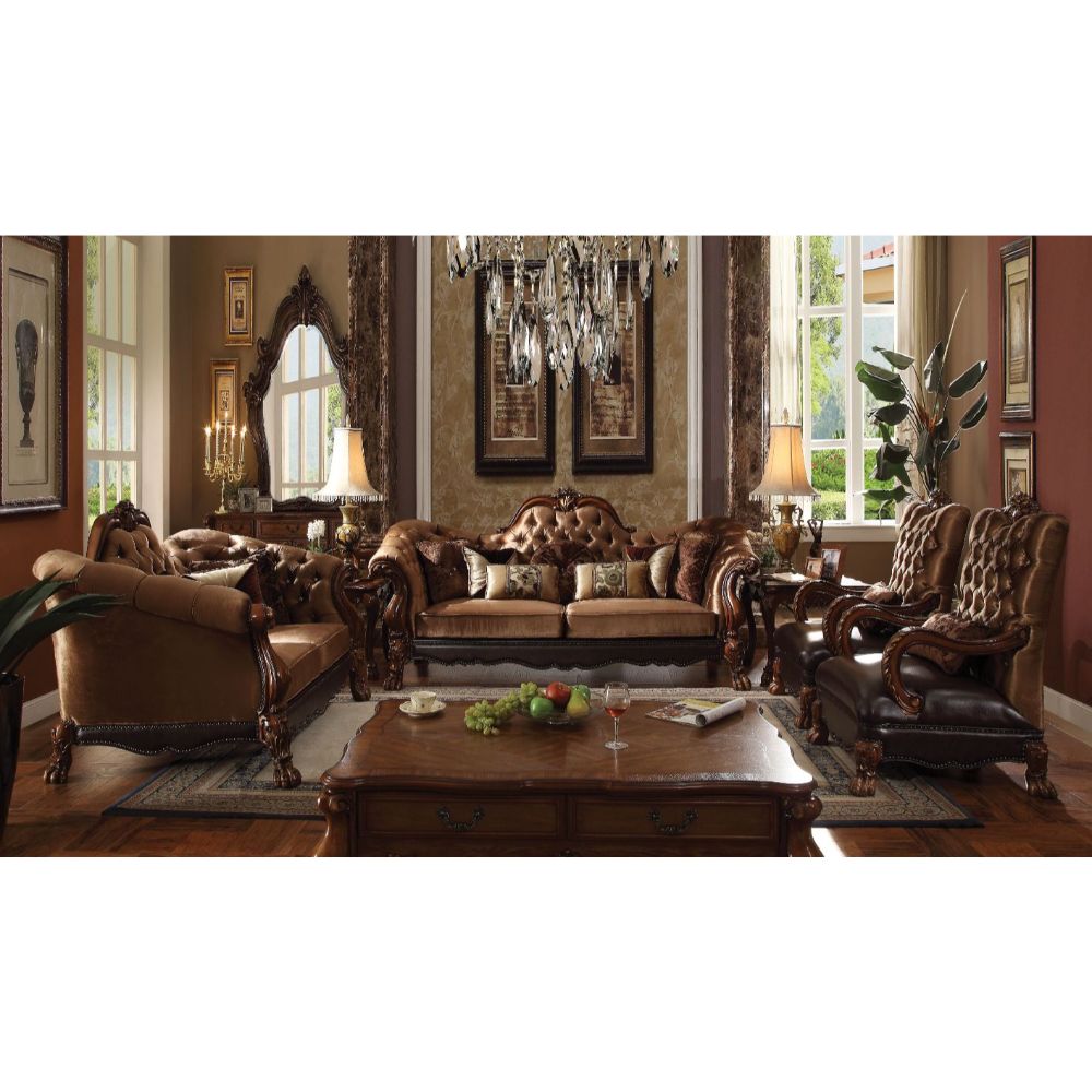 Dresden Living Room Sofa Set, Upholstered in Leatherette and Fabric, Available in 3 colors