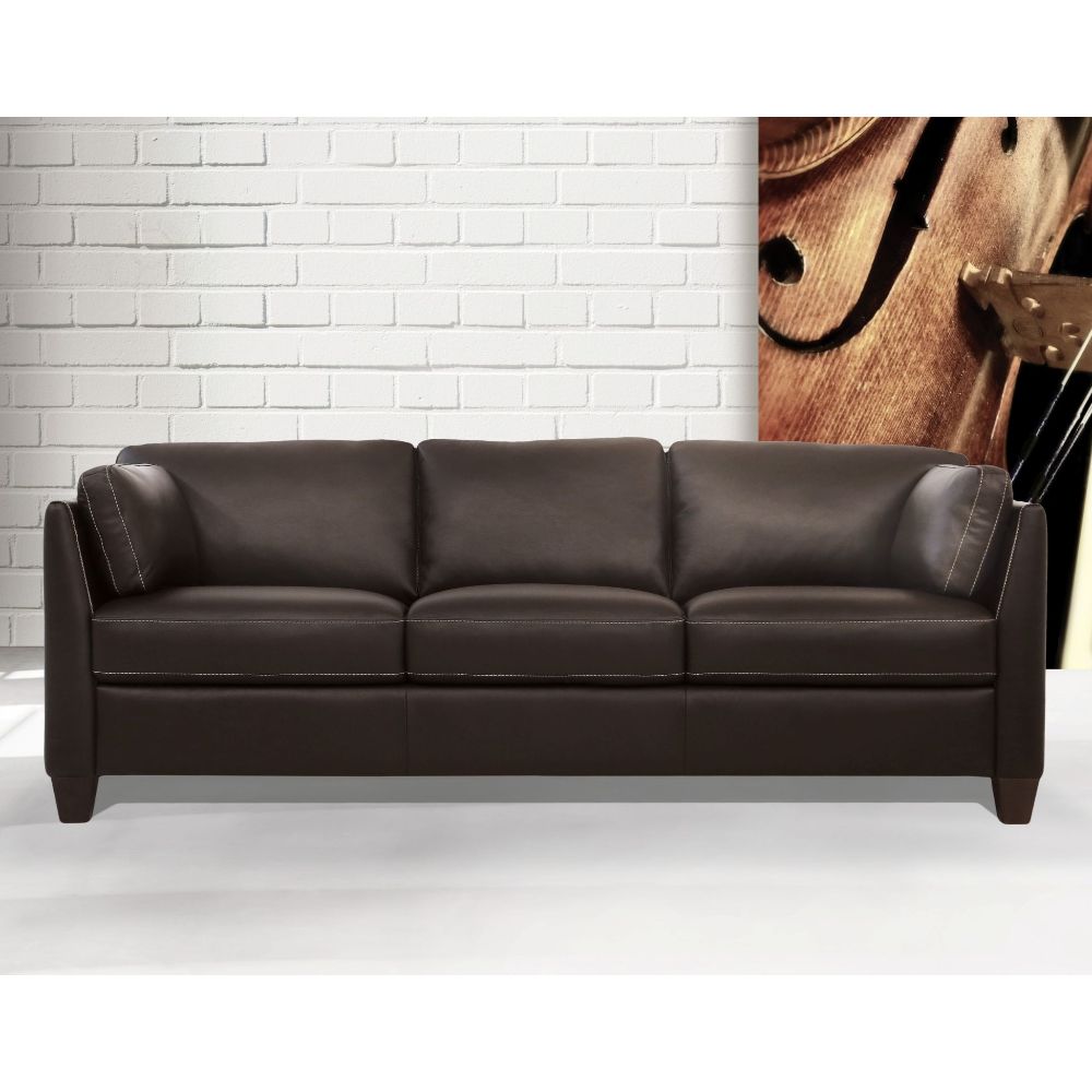 Matias Living Room Sofa Set, Upholstered in Top Grain Leather, Available in 2 Colors