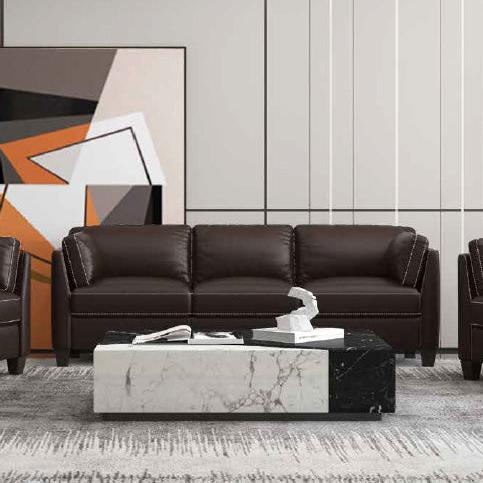 Matias Living Room Sofa Set, Upholstered in Top Grain Leather, Available in 2 Colors