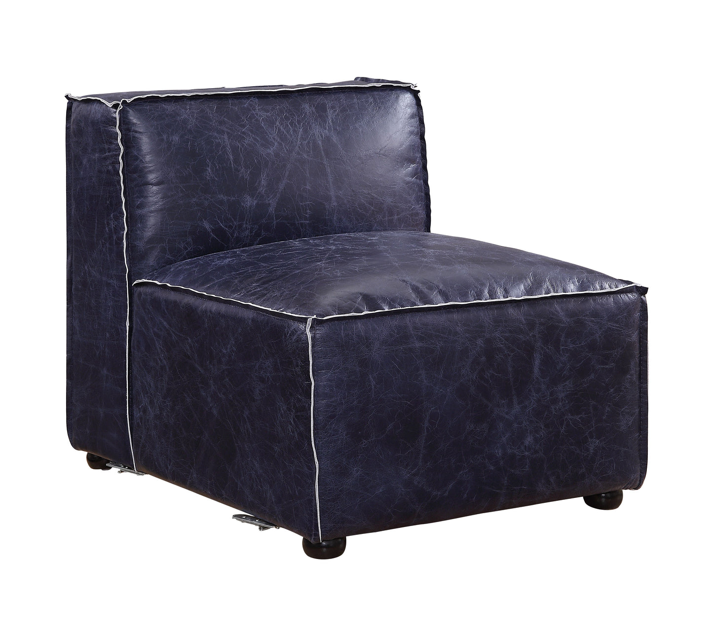 Birdie Living Room Modular Set, Upholstered in Vintage Blue Top Grain Leather Match