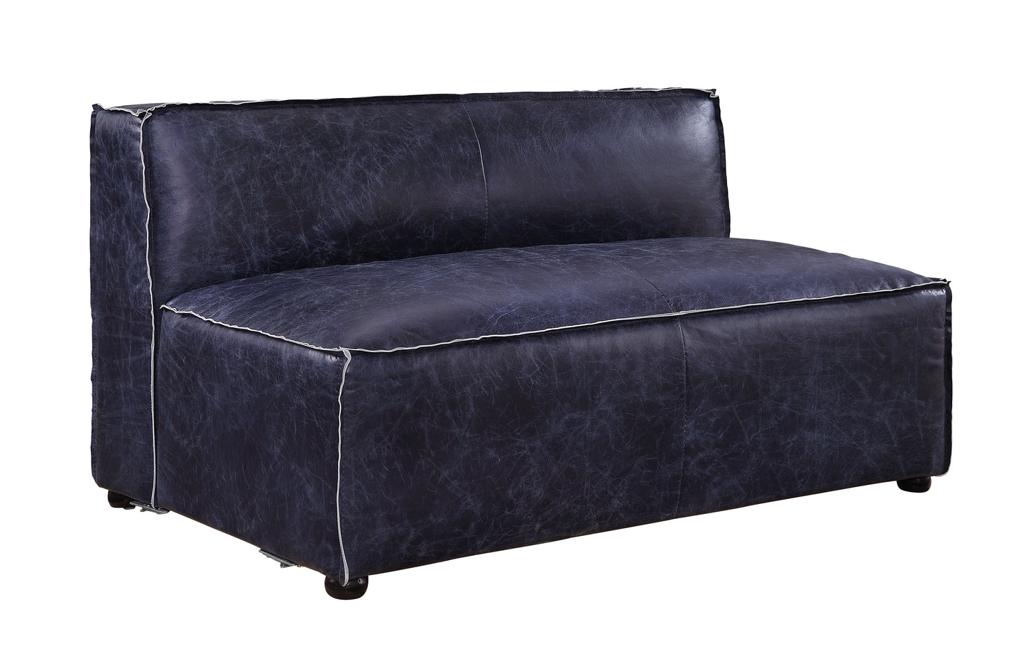 Birdie Living Room Modular Set, Upholstered in Vintage Blue Top Grain Leather Match