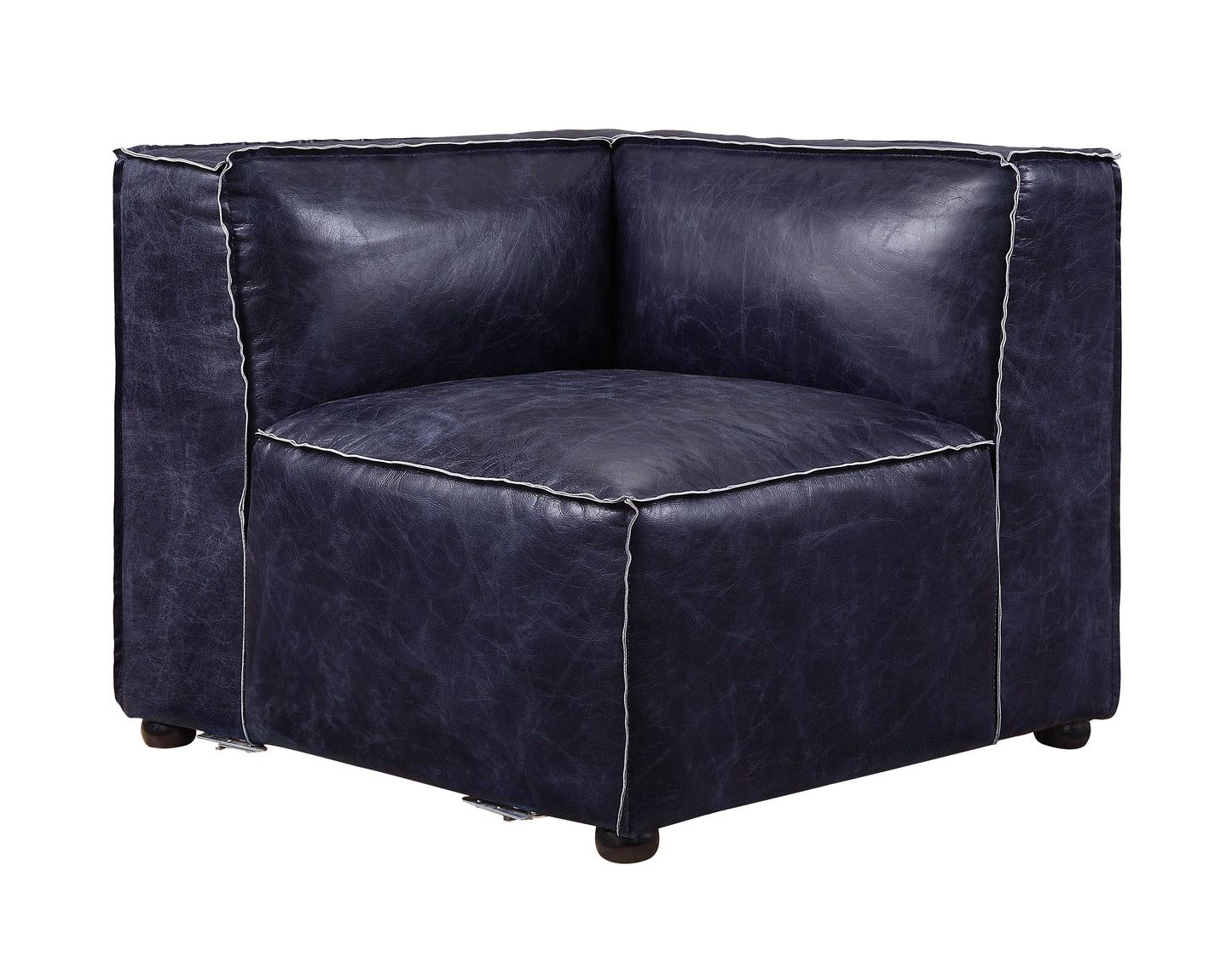 Birdie Living Room Modular Set, Upholstered in Vintage Blue Top Grain Leather Match