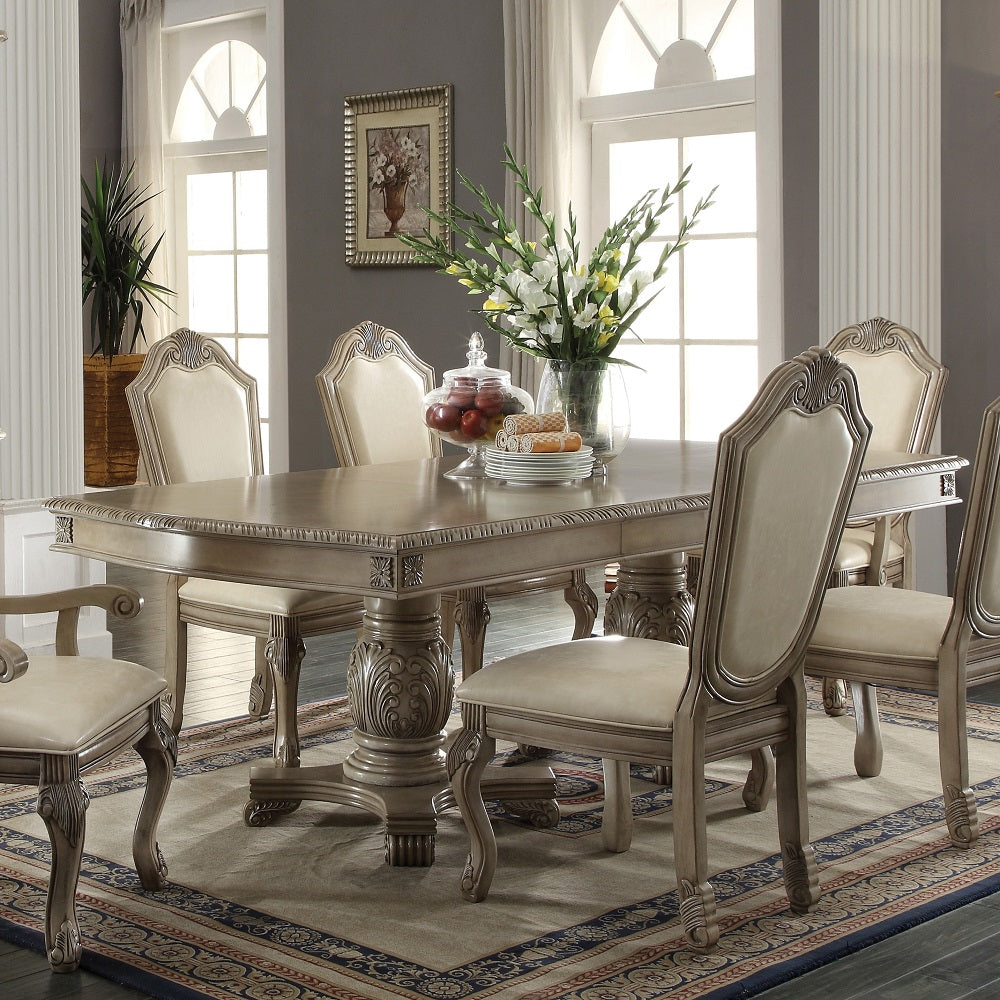 Chateau de Ville Dining Set, Double Pedestal Table, Available in 3 Colors