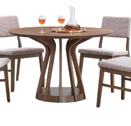 Seda Dining Set with Round Dining Table in Walnut Finish