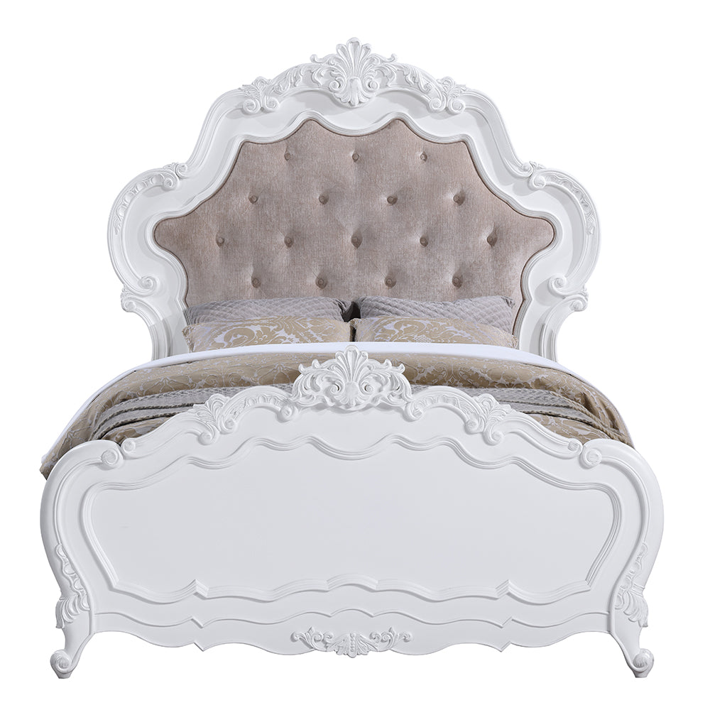 Latisha Bedroom Set, Arched Panel Bed in White Finish