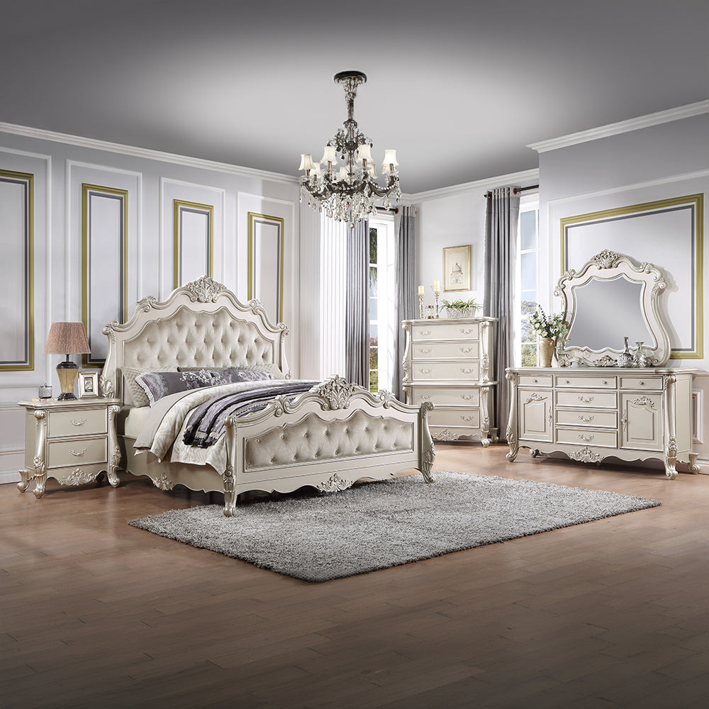 Bently Bedroom Set, Arched Panel Bed in Champagne Finish