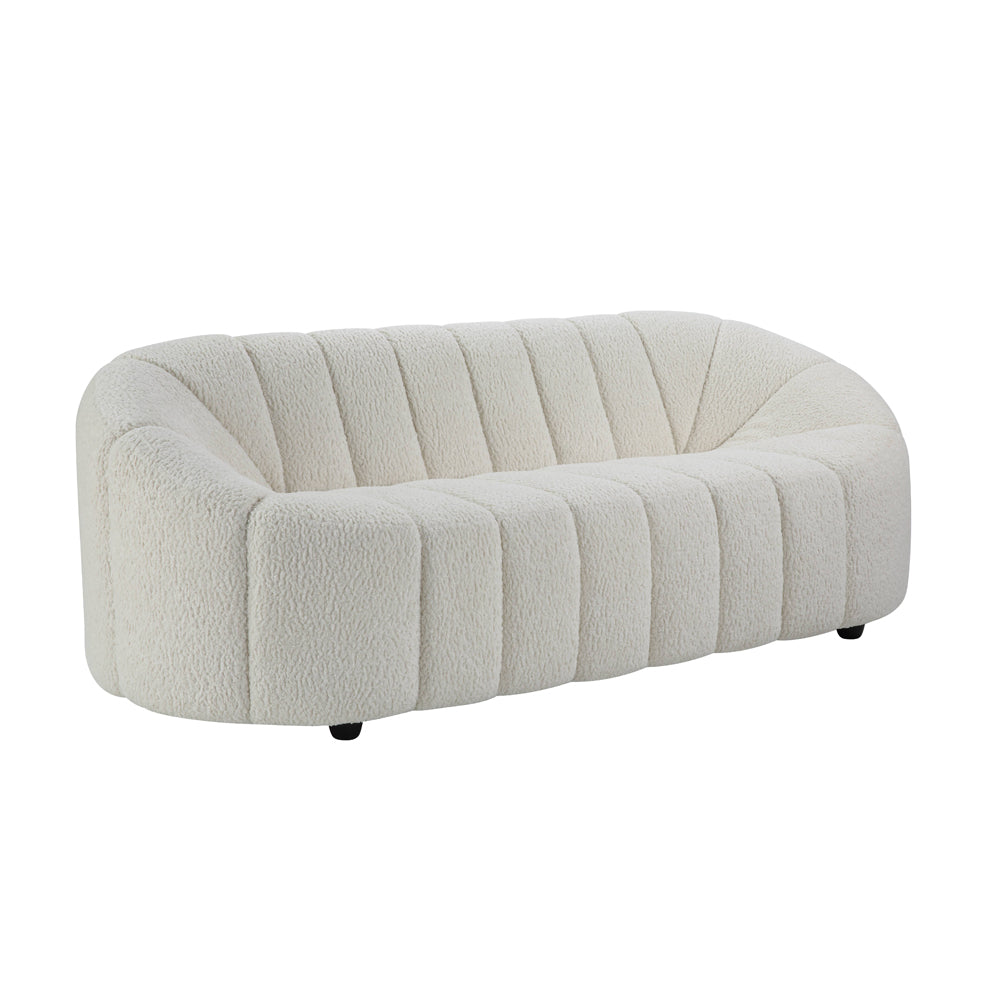 Osmash Living Room Sofa Set, Upholstered in White Teddy Sherpa