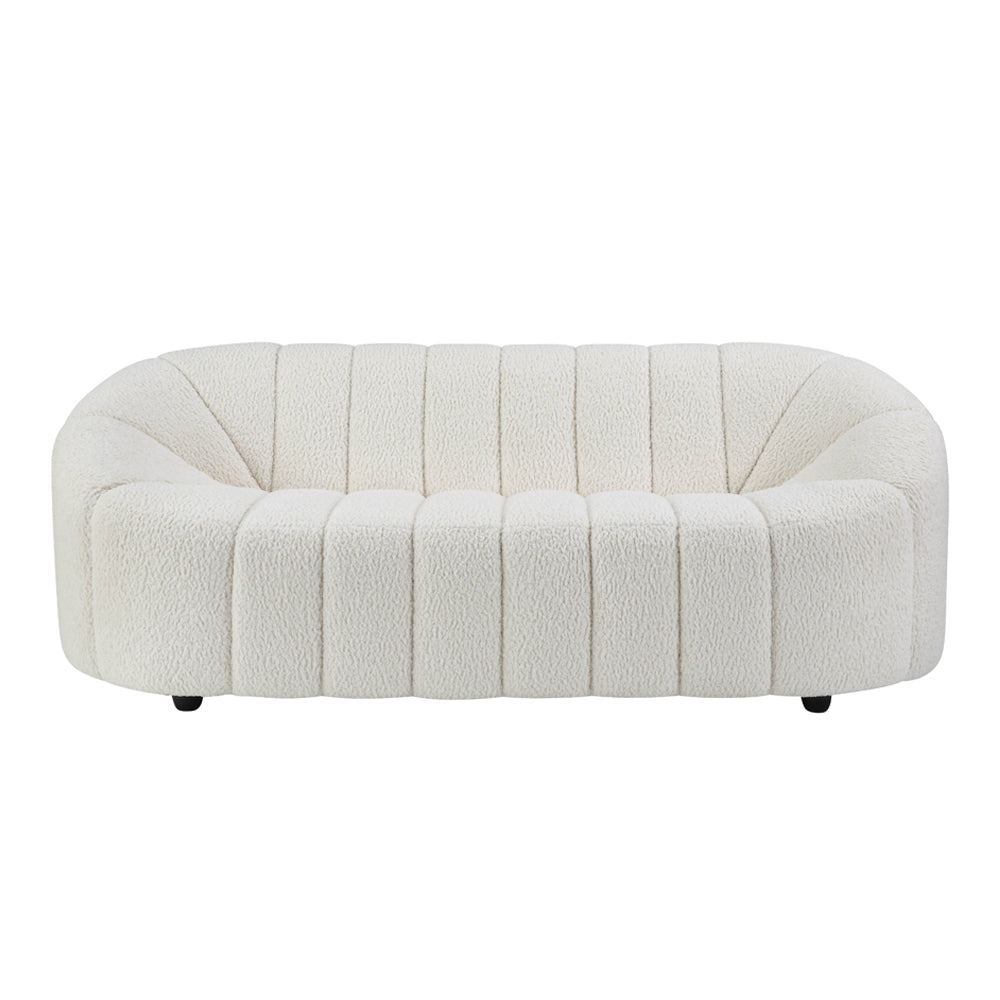 Osmash Living Room Sofa Set, Upholstered in White Teddy Sherpa