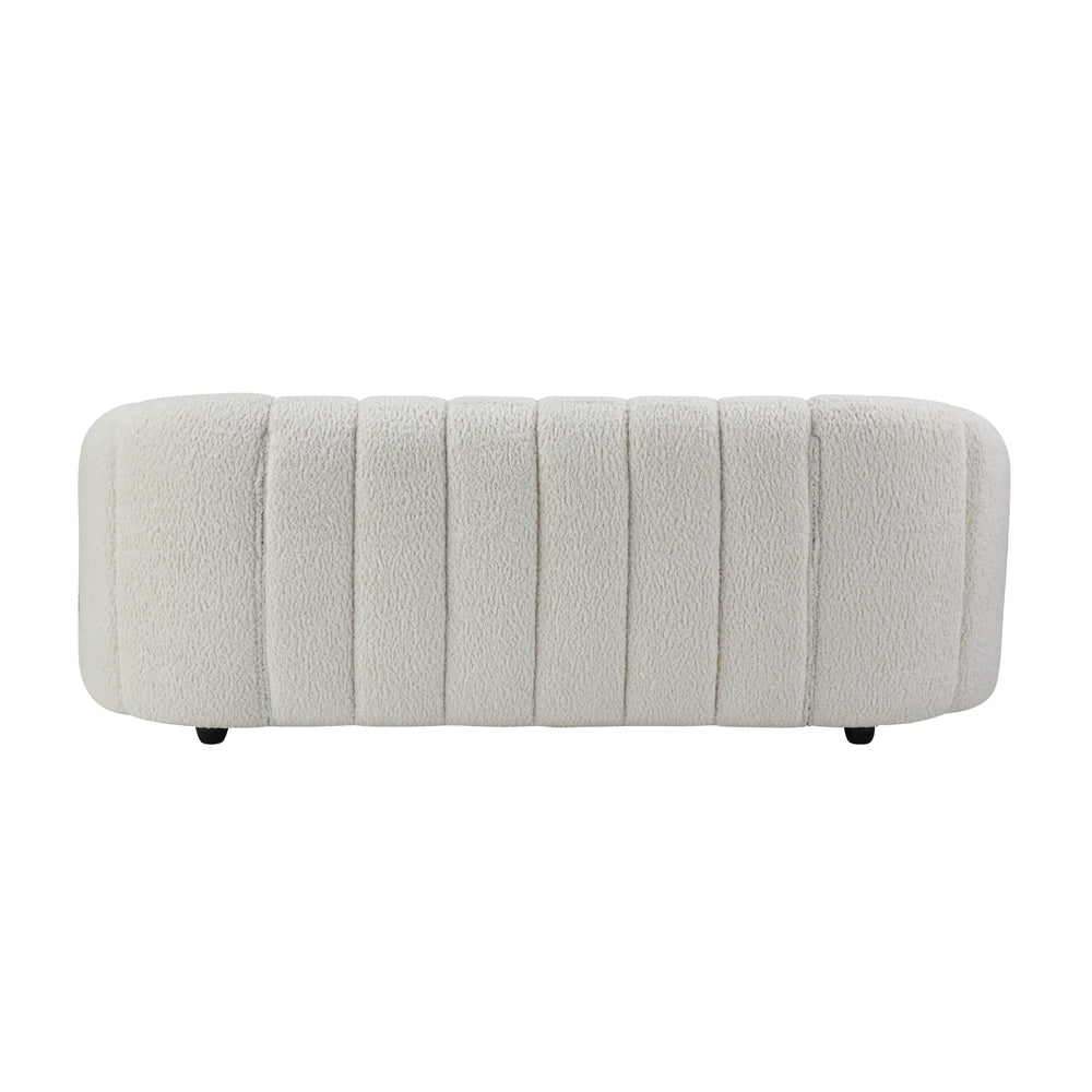 Osmash Living Room Sofa Set, Upholstered in White Teddy Sherpa