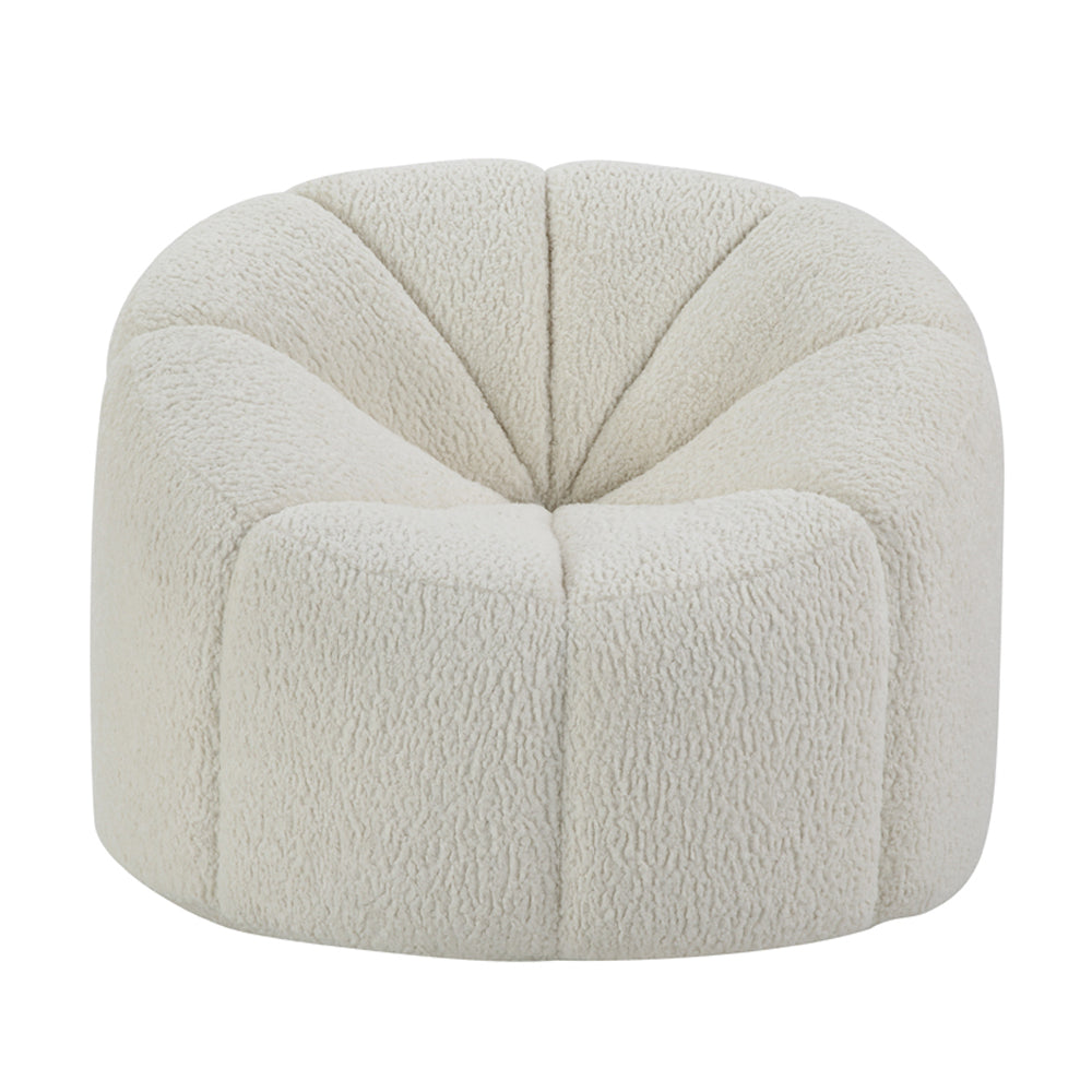 Osmash Living Room Sofa Set, Upholstered in White Teddy Sherpa