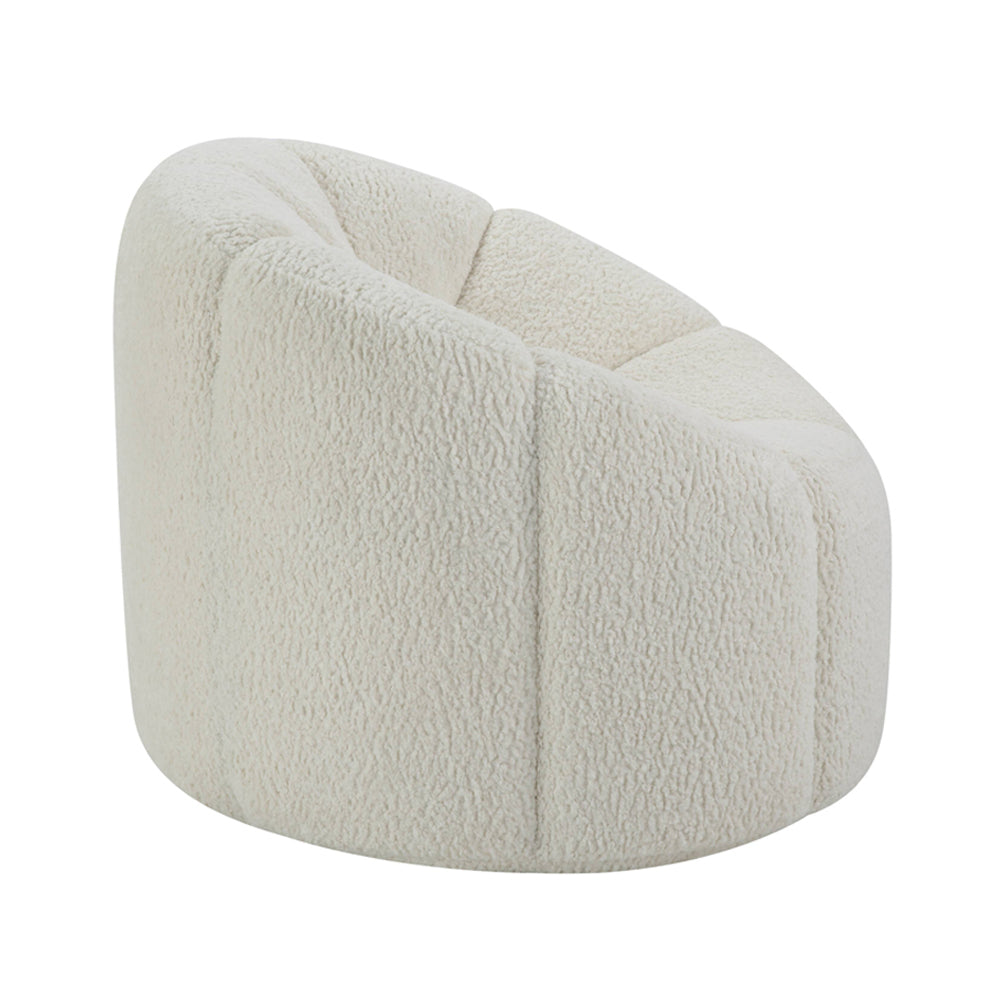 Osmash Living Room Sofa Set, Upholstered in White Teddy Sherpa