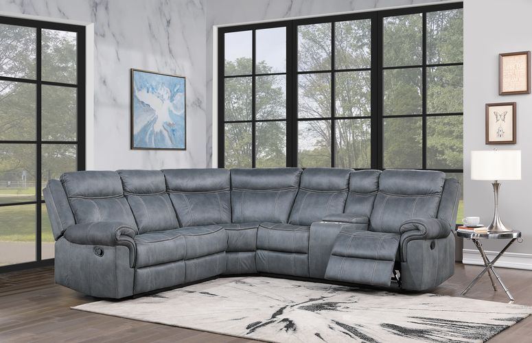 Dollum Living Room Sectional Set, Upholstered in Nubuck, Manual Reclining Function, Available in 2 Colors