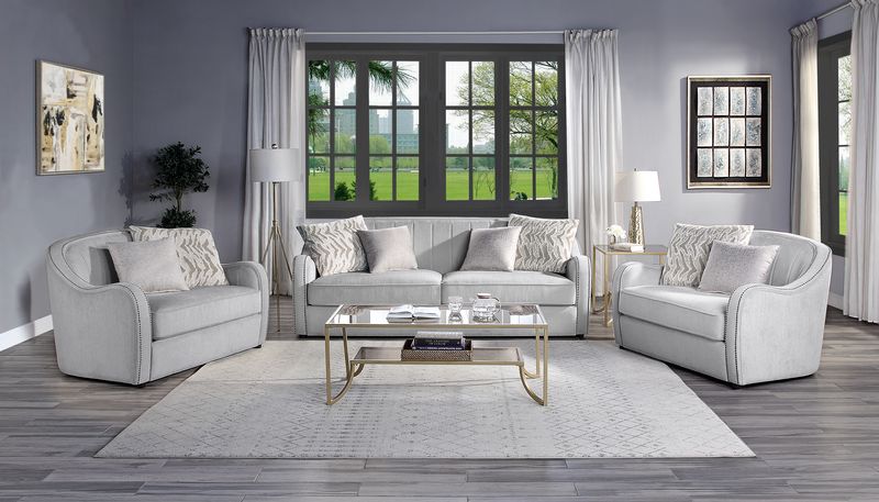 Mahler Living Room Sofa Set, Upholstered in Beige Linen