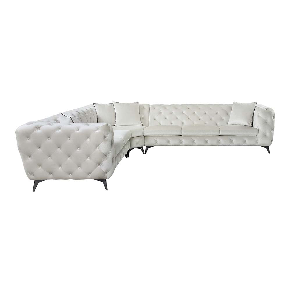 Atronia Living Room Sectional Set, Upholstered in Beige Fabric