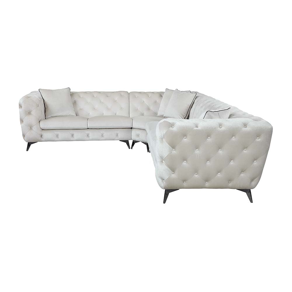 Atronia Living Room Sectional Set, Upholstered in Beige Fabric