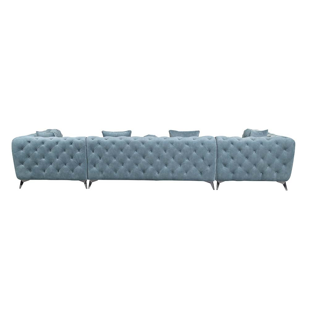 Atronia II Living Room Sectional Set, Upholstered in Dusty Blue Fabric