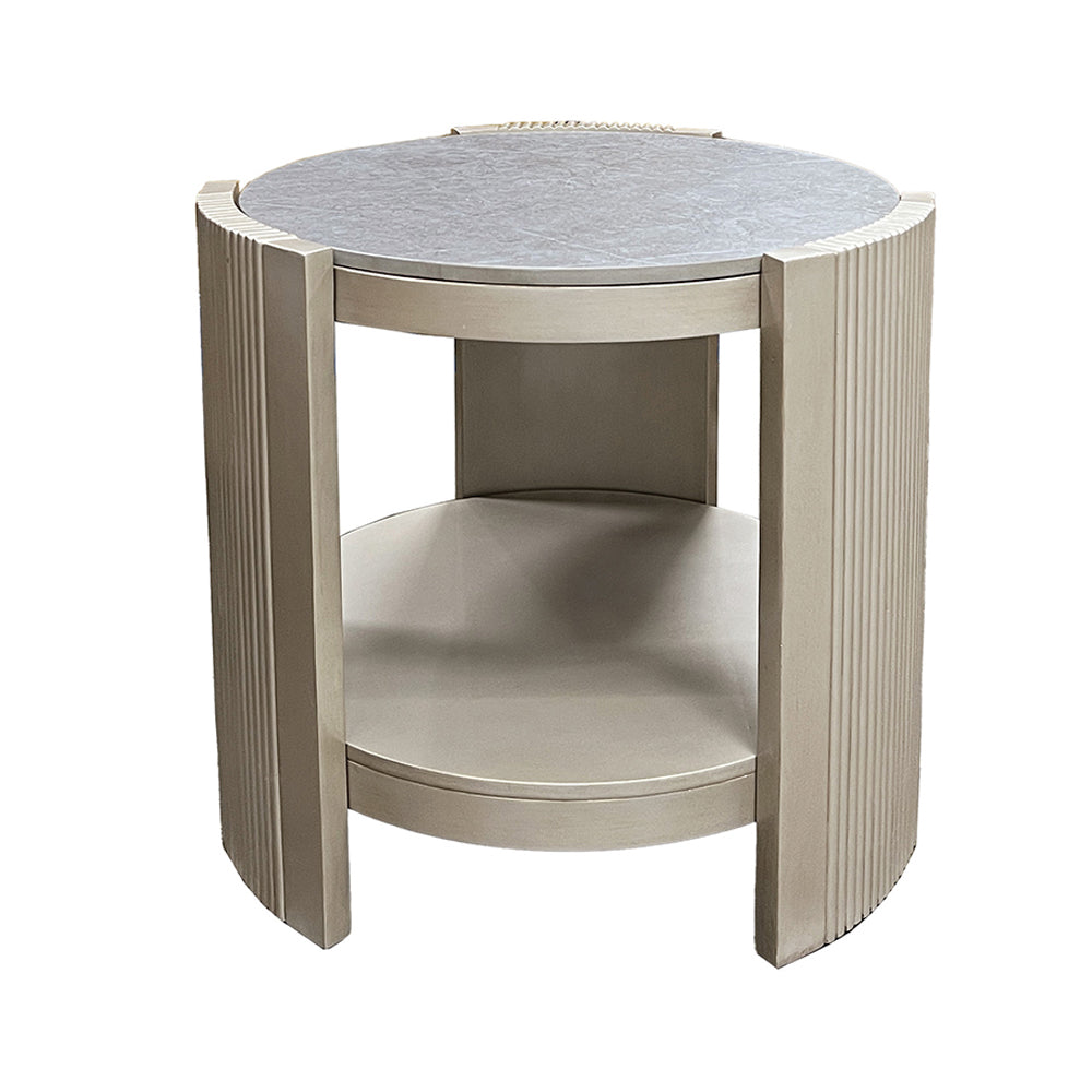 Kasa Living Room Occasional Table Set, in Champagne Finish with Sintered Stone Top