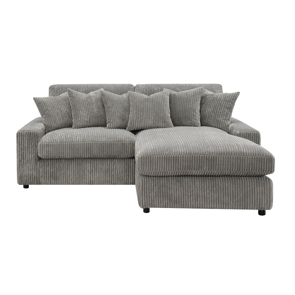 Tavia Living Room Sectional Set, Upholstered in Gray Corduroy