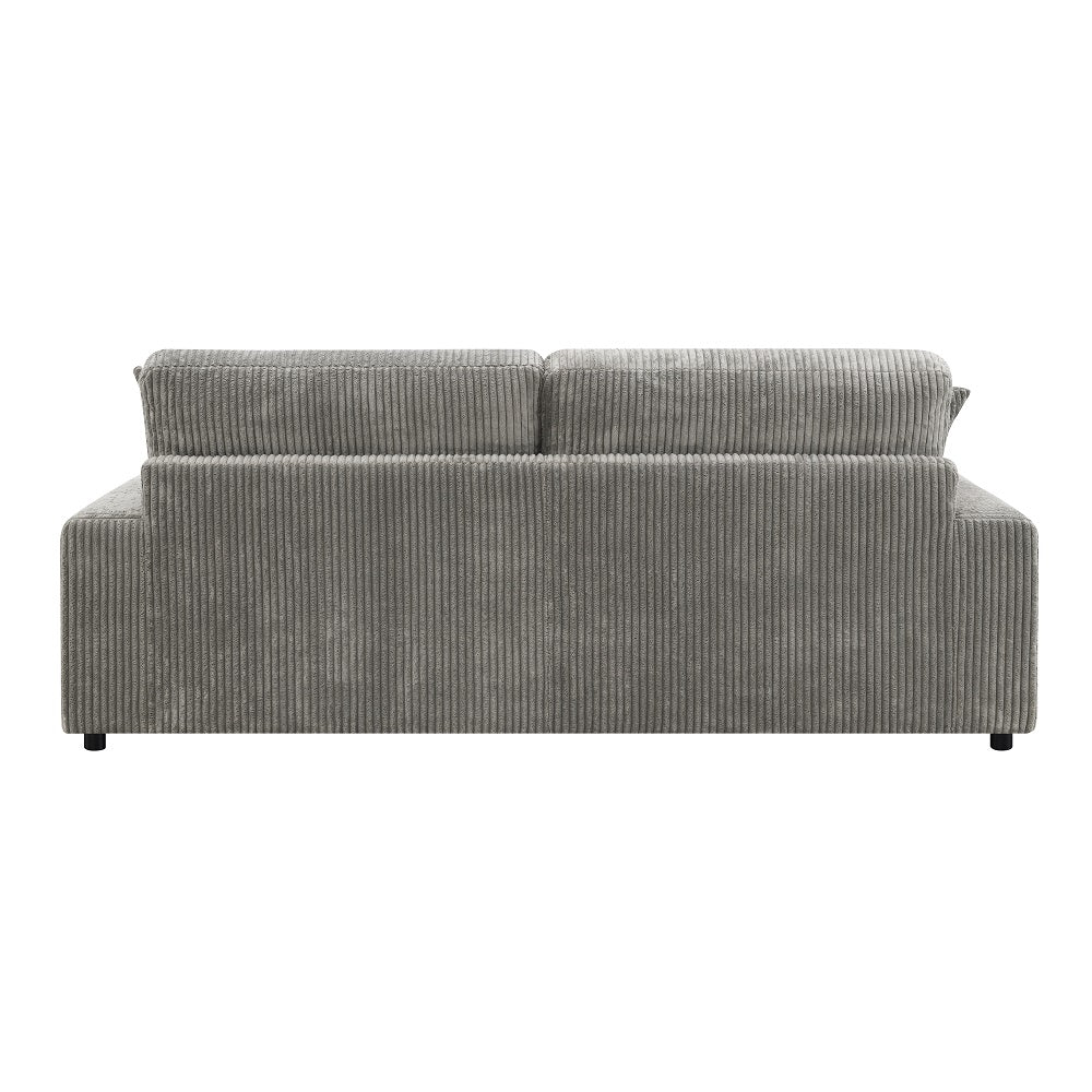 Tavia Living Room Sectional Set, Upholstered in Gray Corduroy