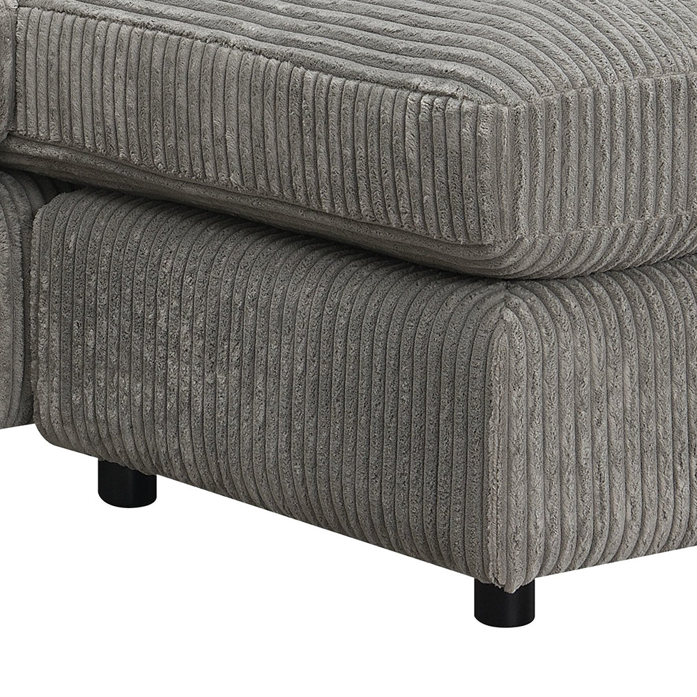 Tavia Living Room Sectional Set, Upholstered in Gray Corduroy